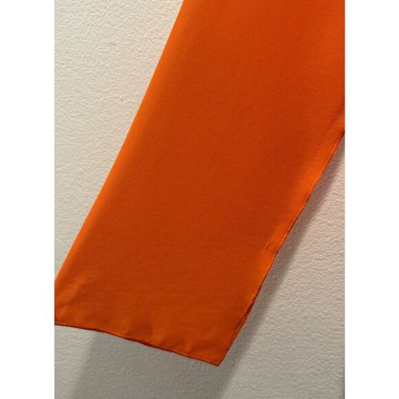 WEEKDAY Willow Chiffon Blouse Bright Orange Sheer Tie Front Resort Top Travel - Picture 9 of 12